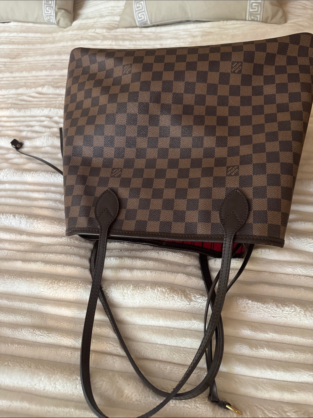 Designer-Style Brown Checkered Tote Bag